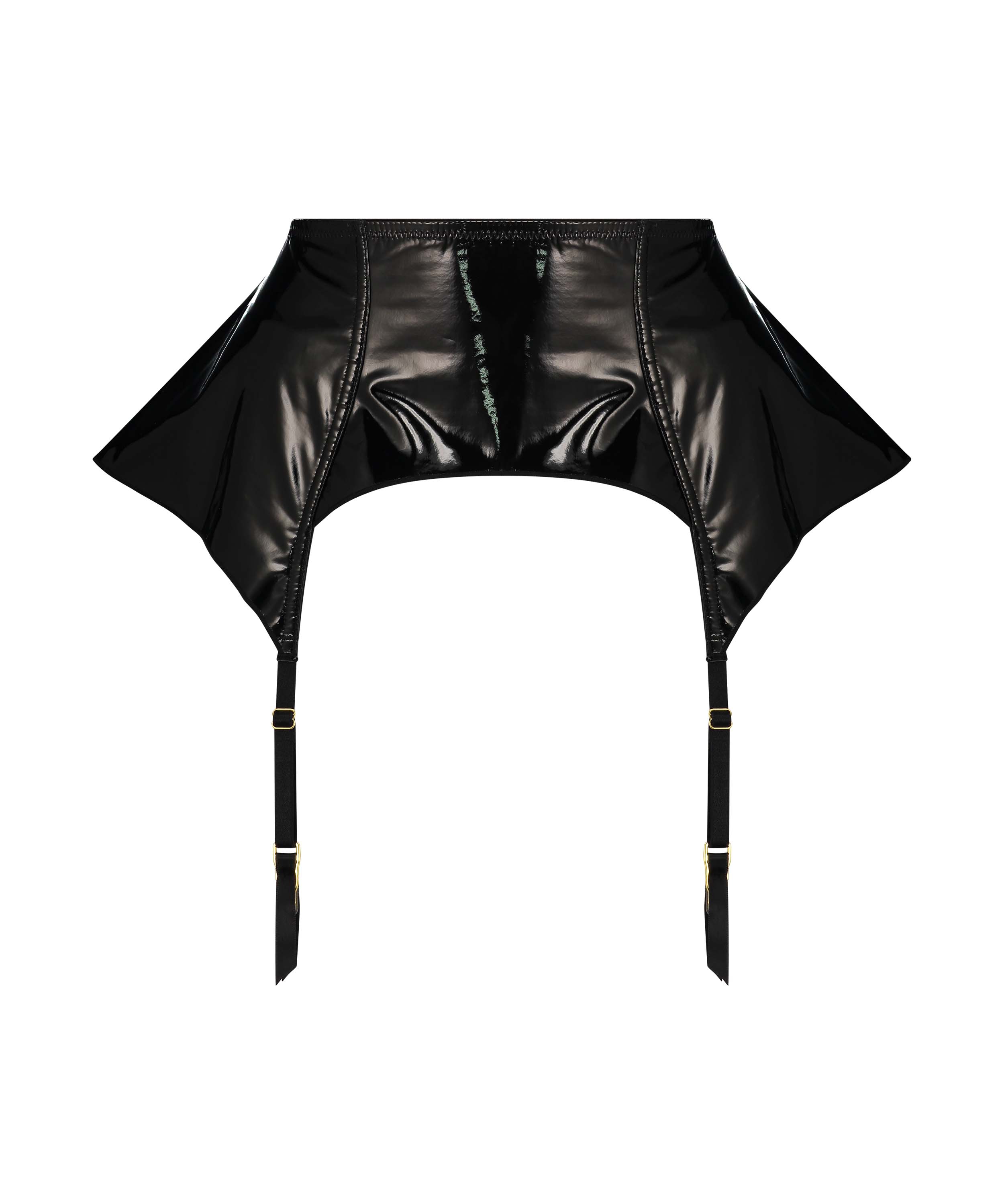 Private Wet Look Suspenders, Black, main