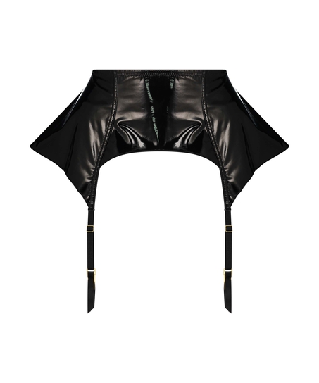 Private Wet Look Suspenders, Black