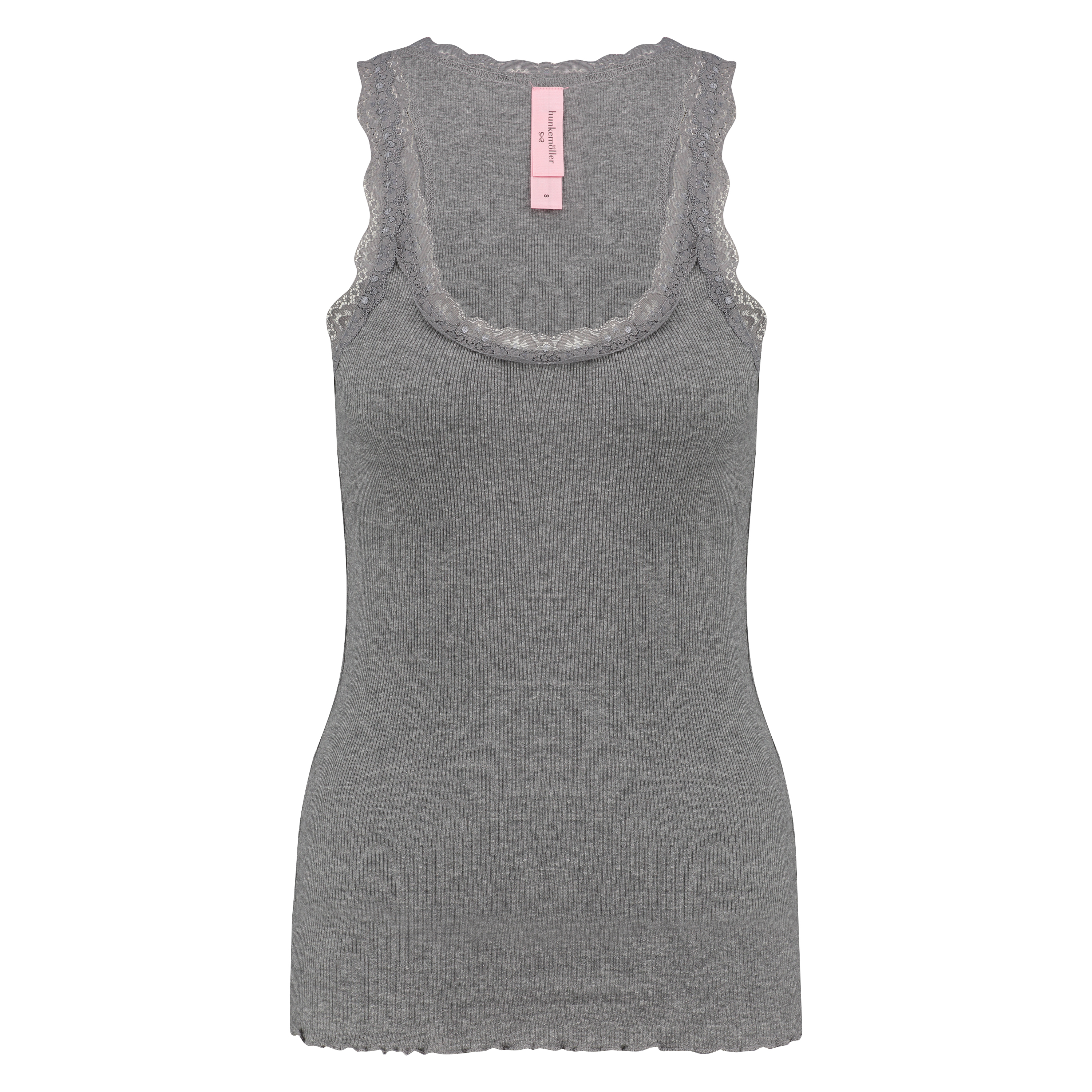 Top rib Cami lace, Grey, main