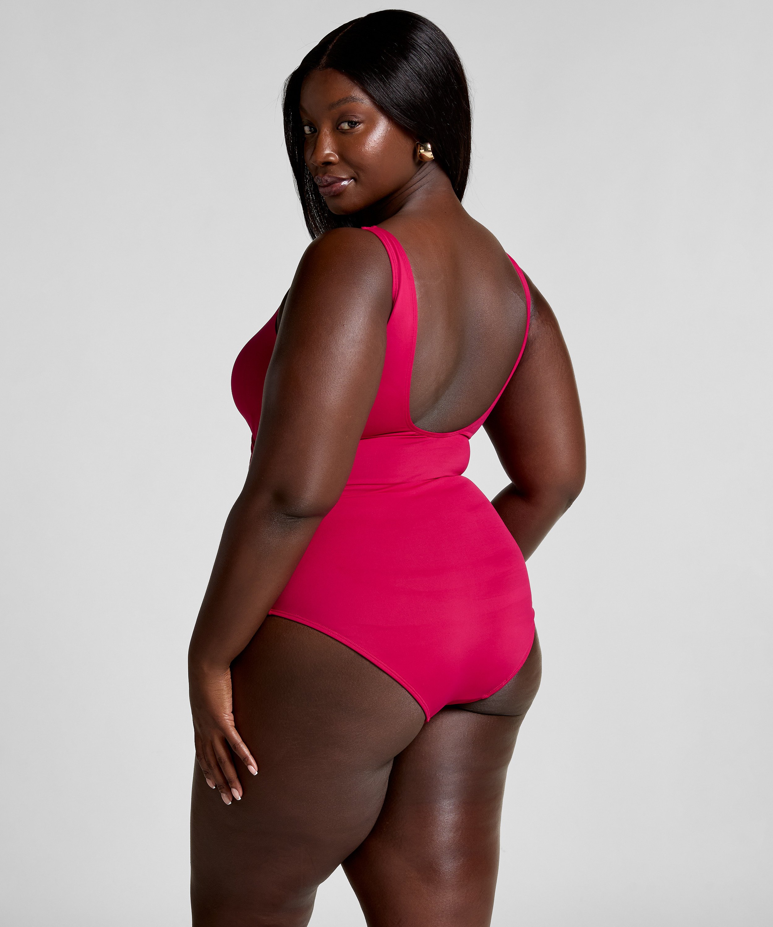 Shaping Shell Mesh Swimsuit, Pink, main