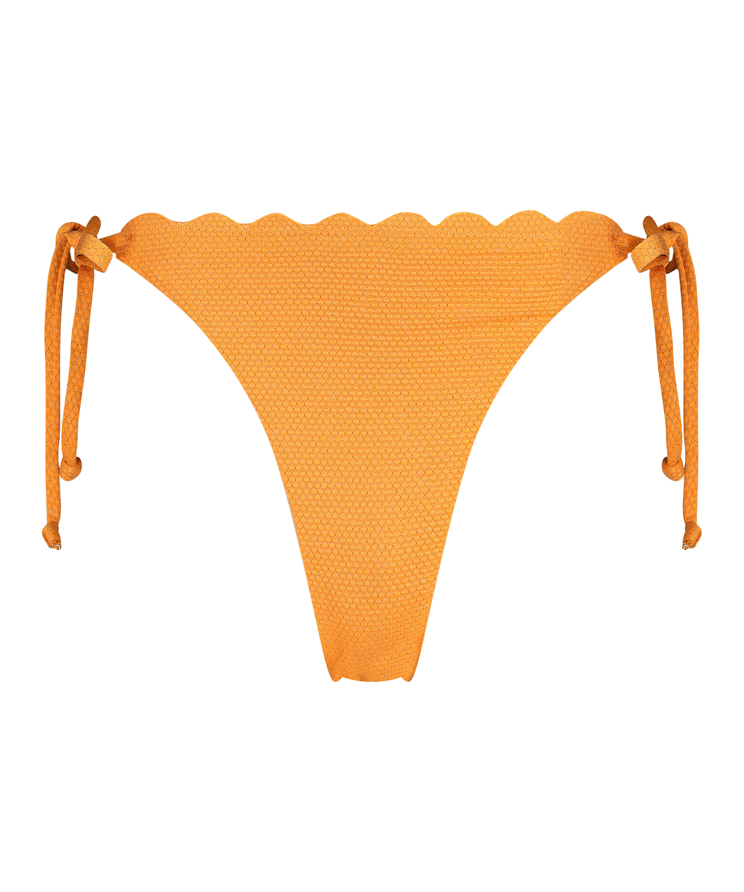 Scallop Lurex Cheeky Tanga Bikini Bottoms, Orange