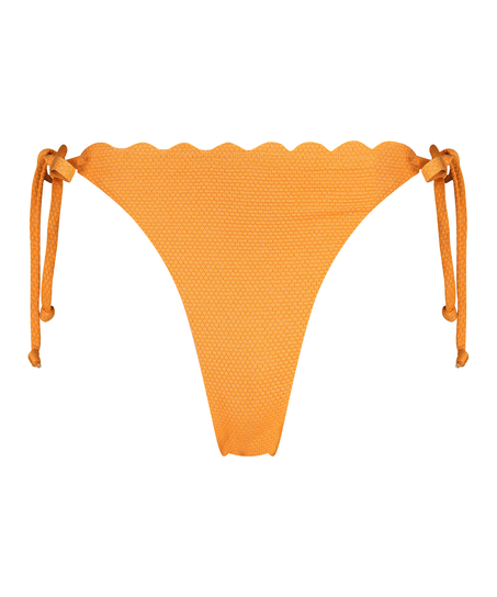 Scallop Lurex Cheeky Tanga Bikini Bottoms, Orange