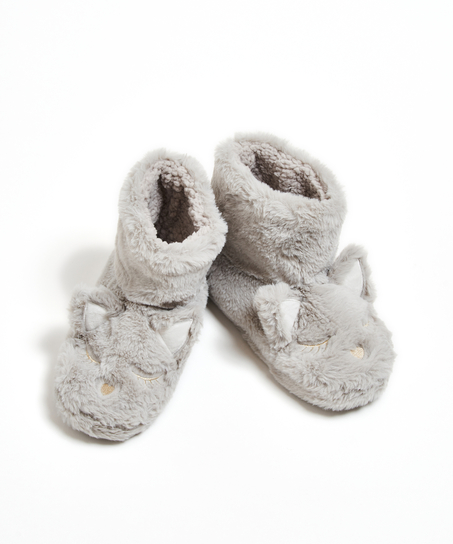 Cat Slippers, Grey