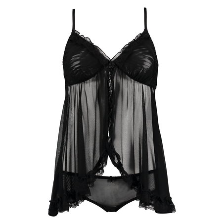 Naomi Heartflock Cami Set, Black