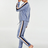 Striped Velvet Jogging Pants, Blue