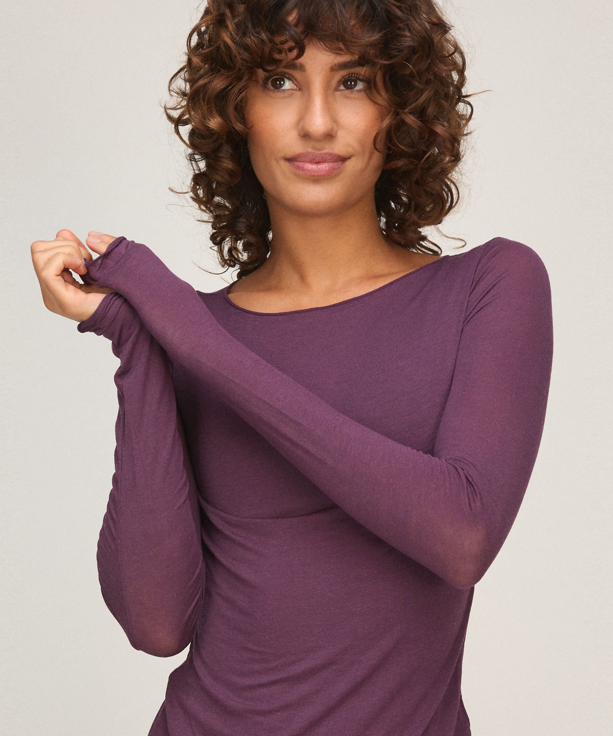 super soft Boatneck shirt with Cashmere, Purple super soft Boatneck shirt with Cashmere, Purple