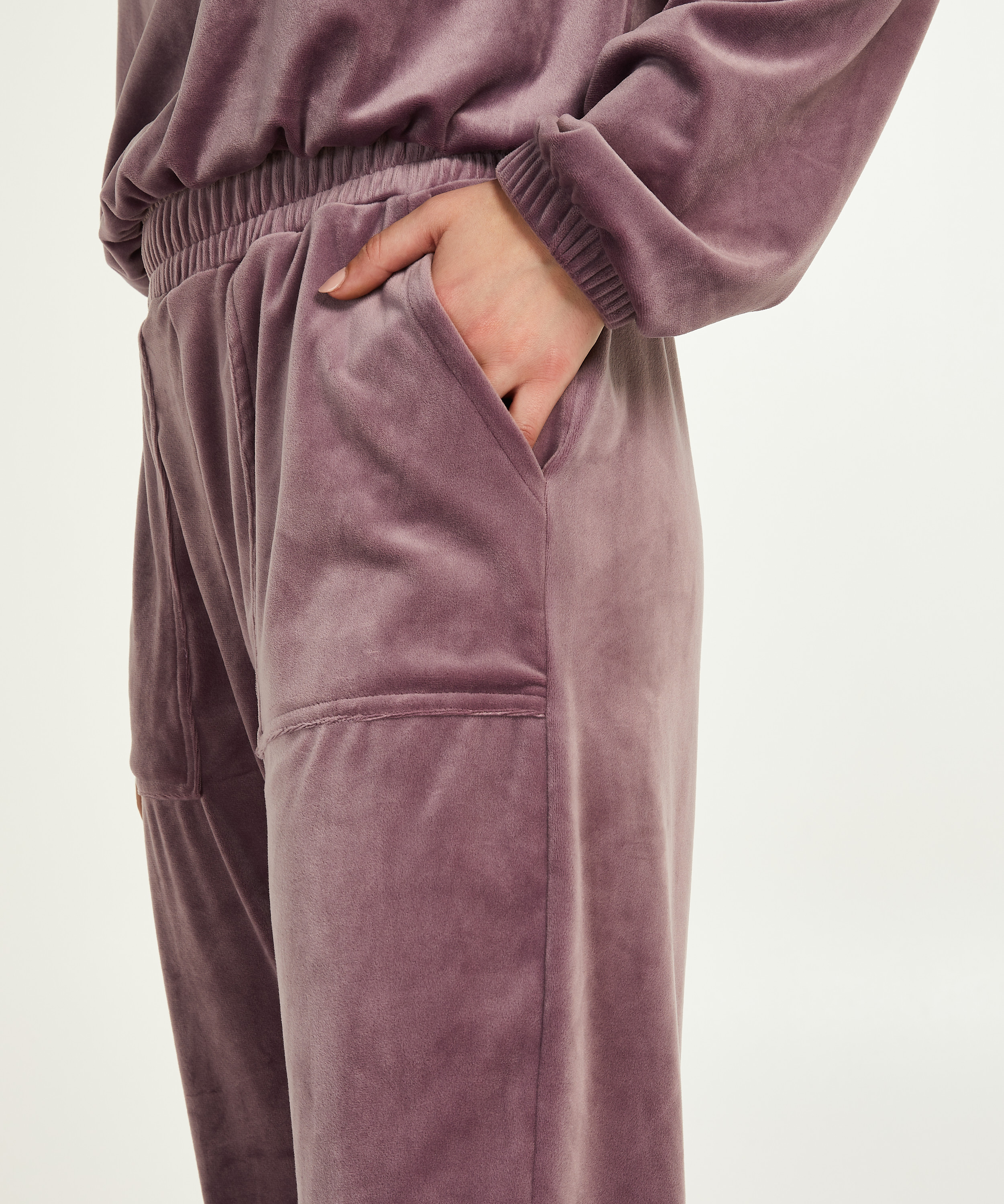 Tall Velours Jogging Bottoms, Purple, main