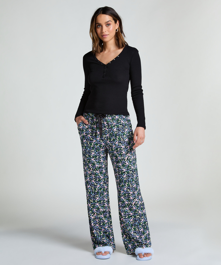 Long-Sleeved Pyjama Top, Black