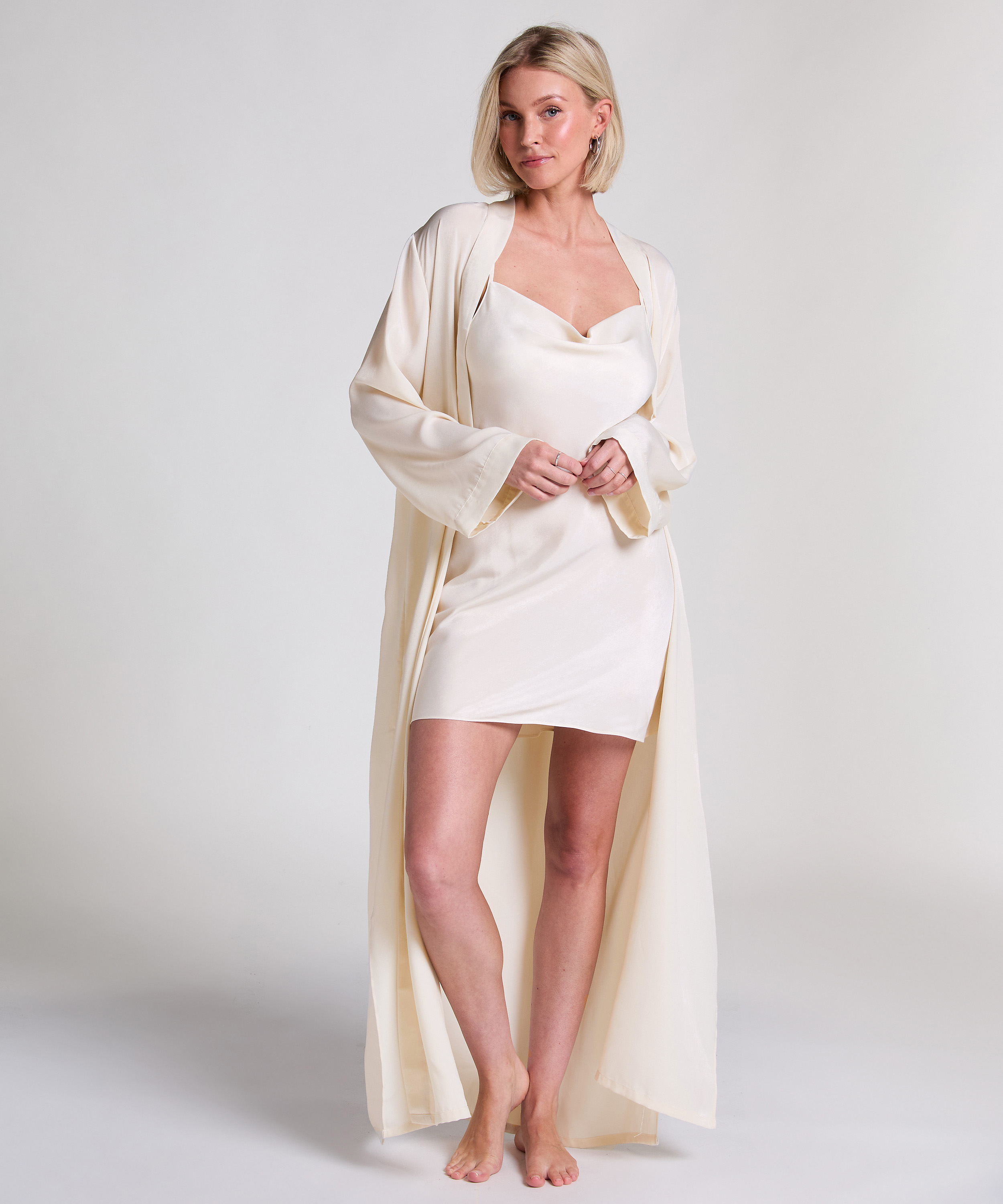 Satin Kimono, White, main