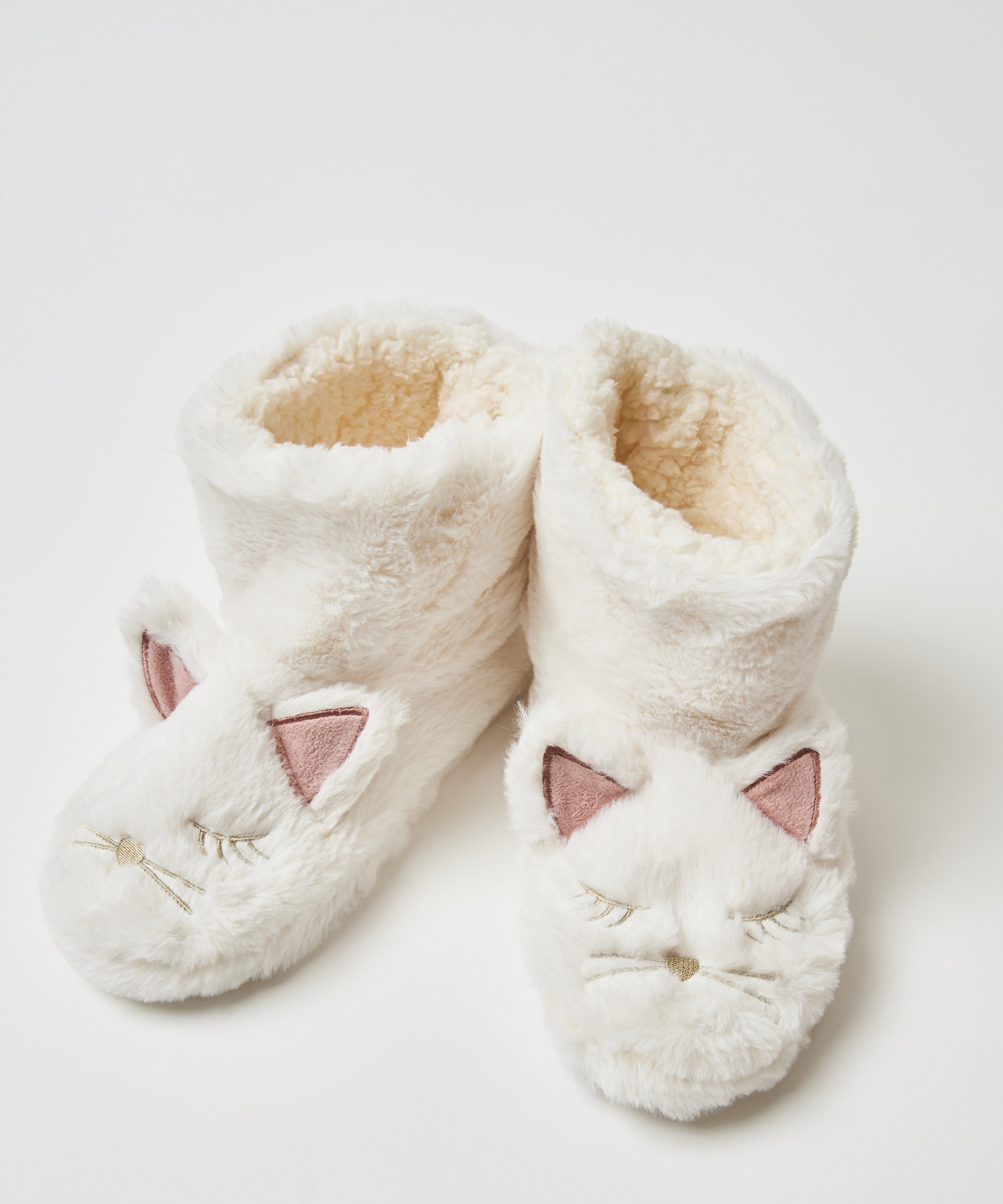 Fox Slippers, White, main