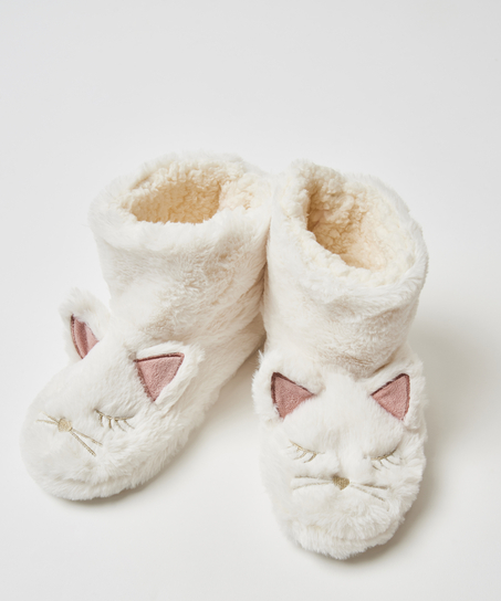 Fox Slippers, White