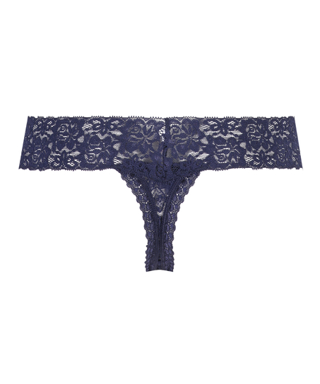 Floral Lace Thong, Blue