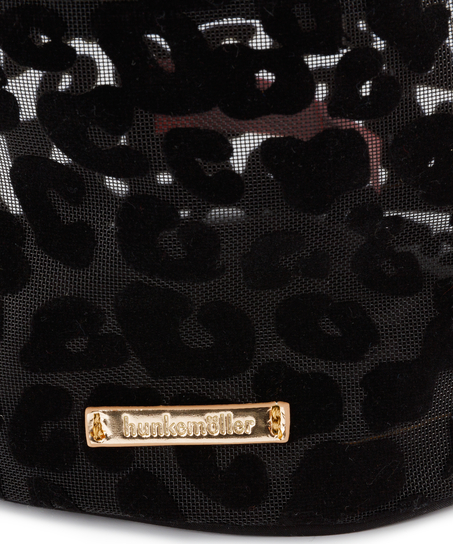 Leopard Large Make-Up Bag, Black