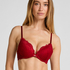 Marine Padded Underwired Push-Up Bra, Red