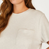 Rib Short-Sleeved Top, Beige