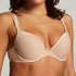 Padded Underwired Bra Satin Fleece, Beige