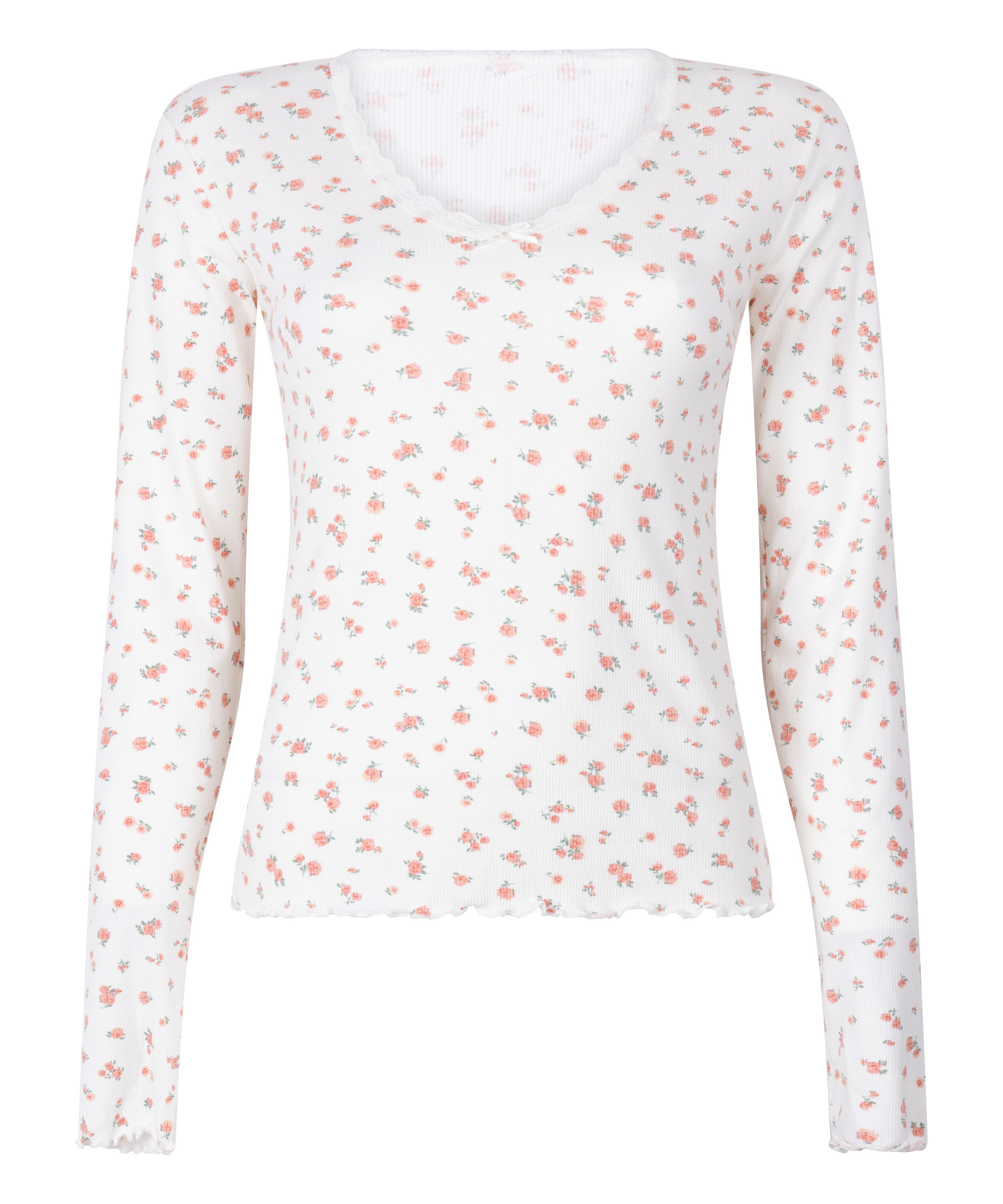 Ribbed Pyjama Top, White