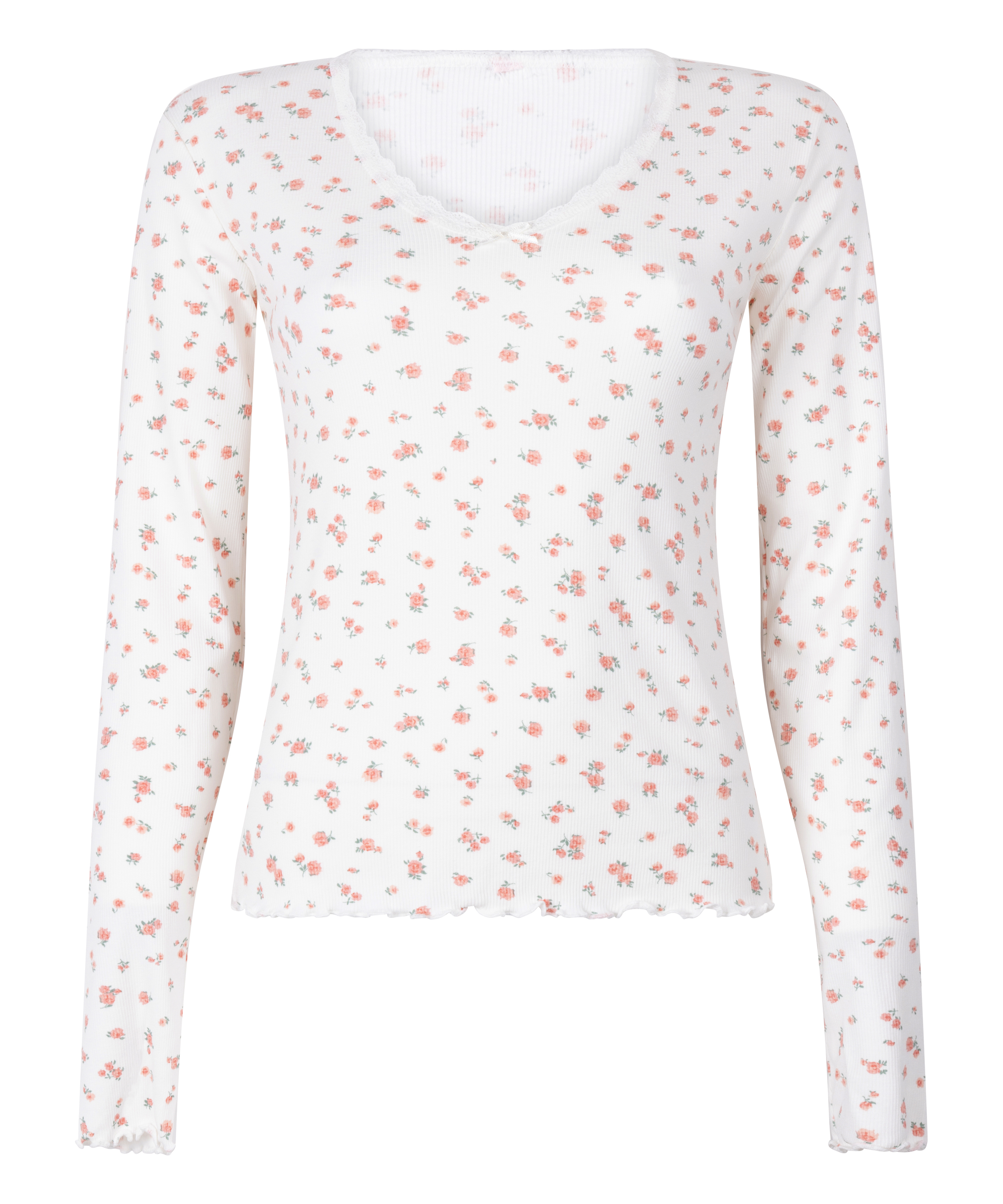 Ribbed Pyjama Top, White, main