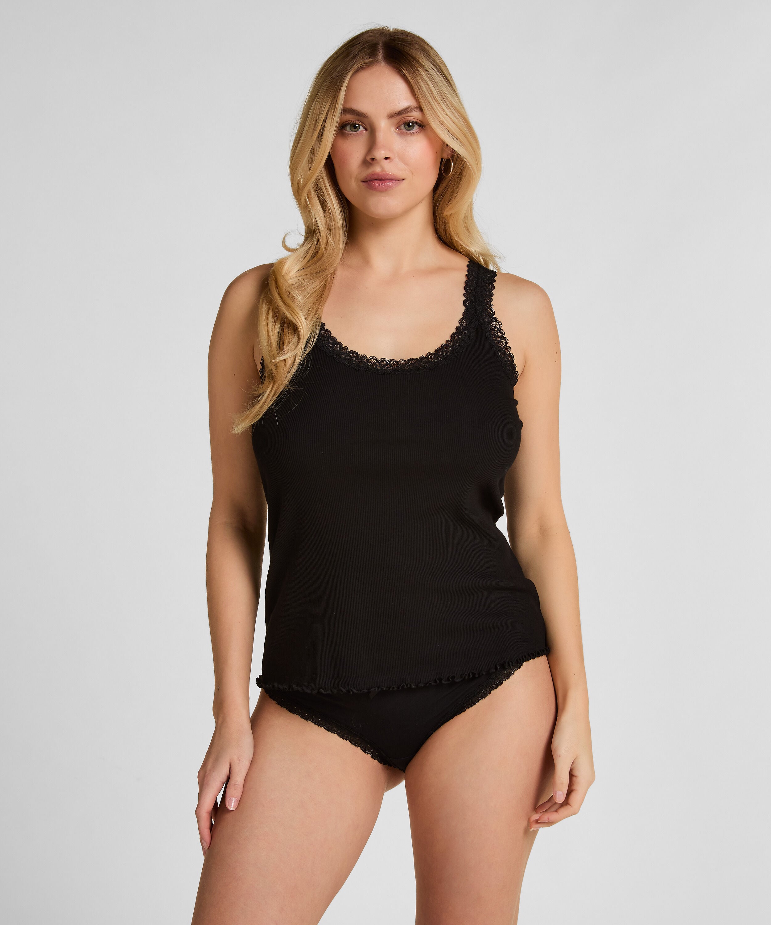 Singlet Rib Jersey Lace