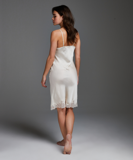 Satin Lace slip dress, Beige