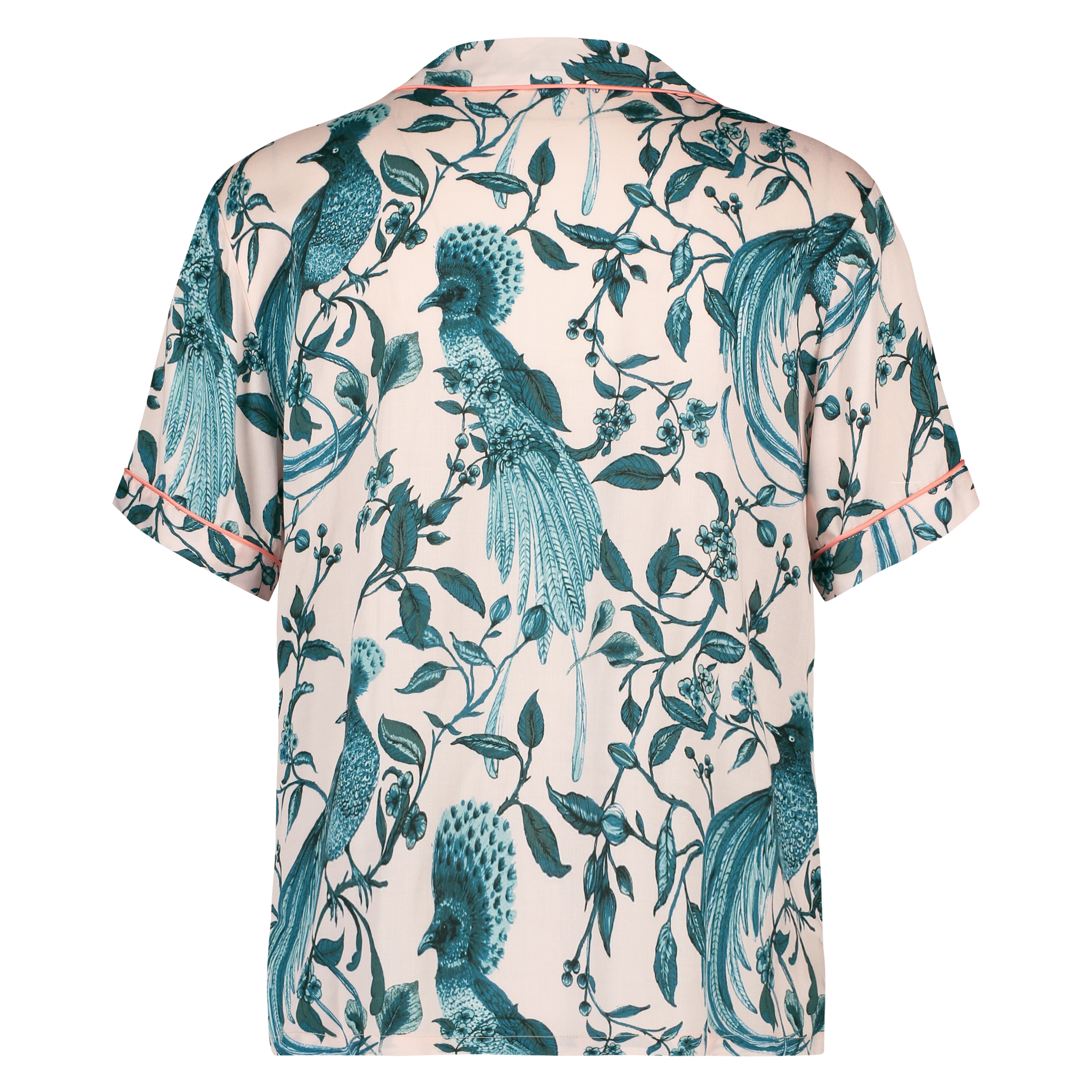 Woven Pyjama Jacket Short Sleeves, Pink, main