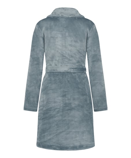 Zip Fleece Bathrobe, Blue