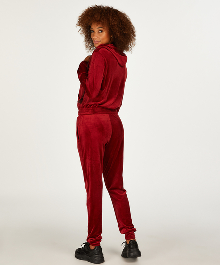 Velours Jogging Pants, Red