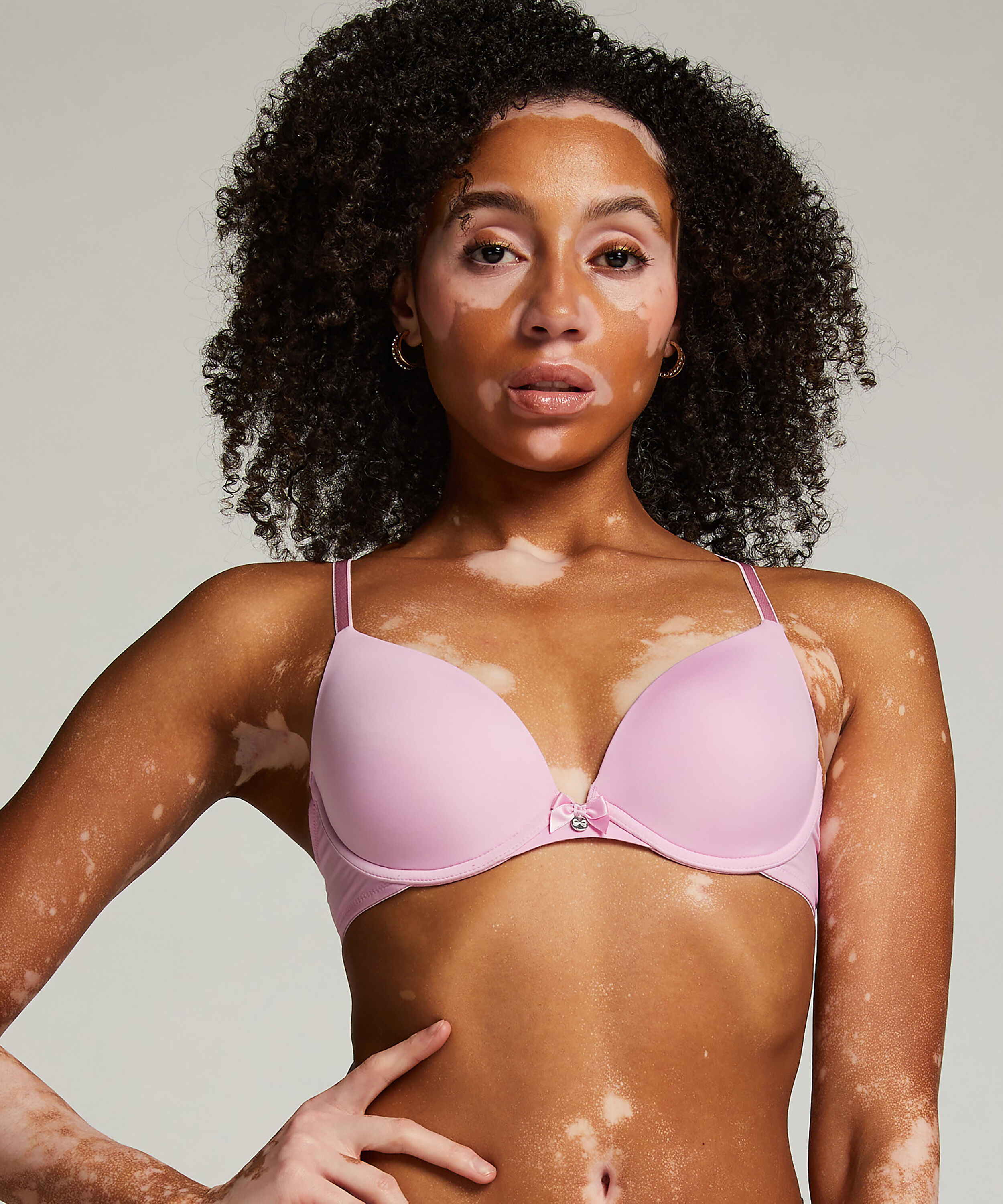 Plunge Padded Underwired Bra, Pink