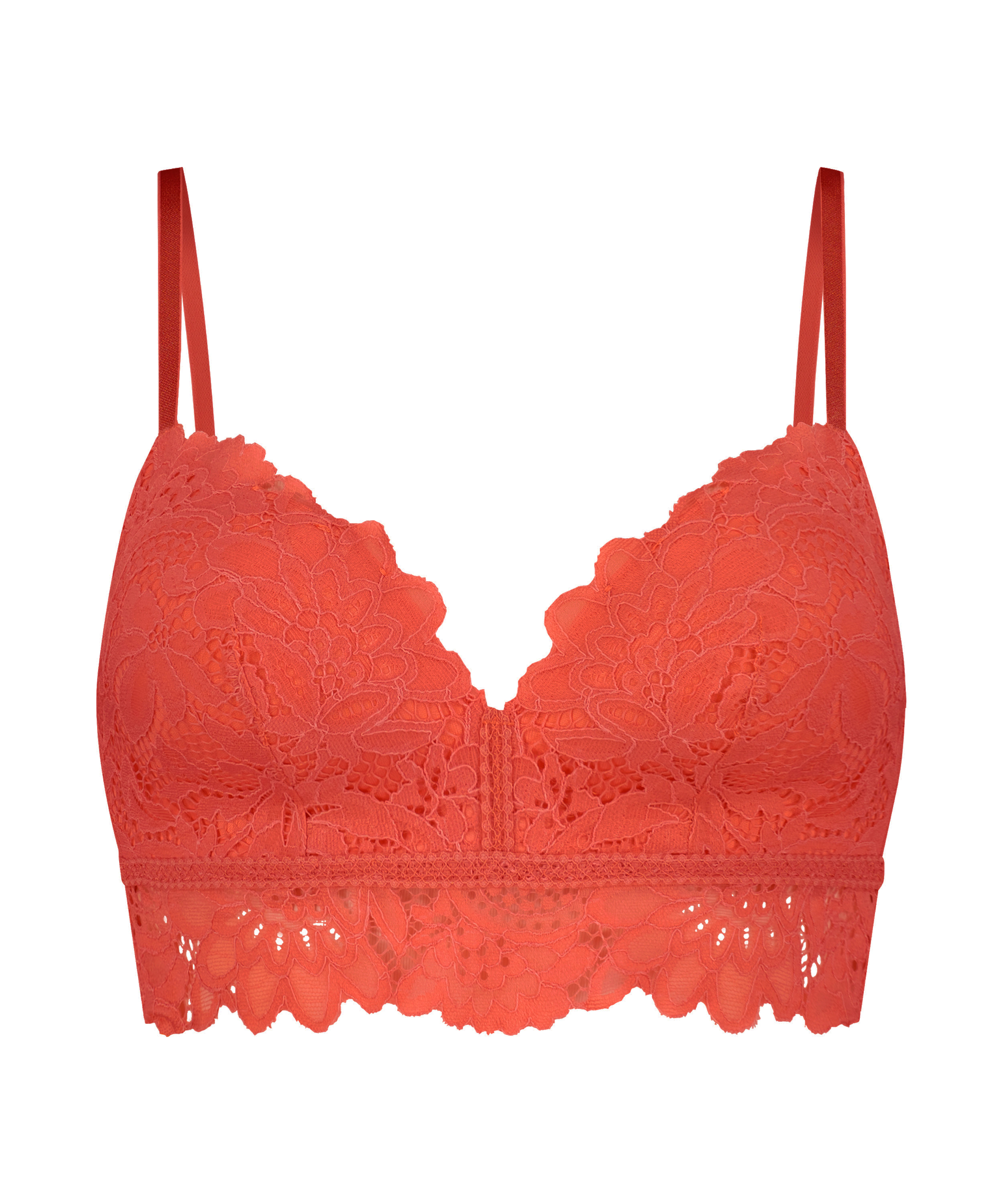 Shiloh Padded Non-wired Longline Bra, Red, main