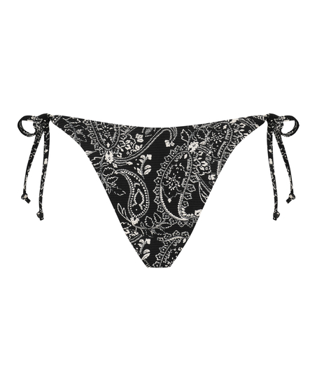 Paisley Brazilian tanga bikini bottoms, Black