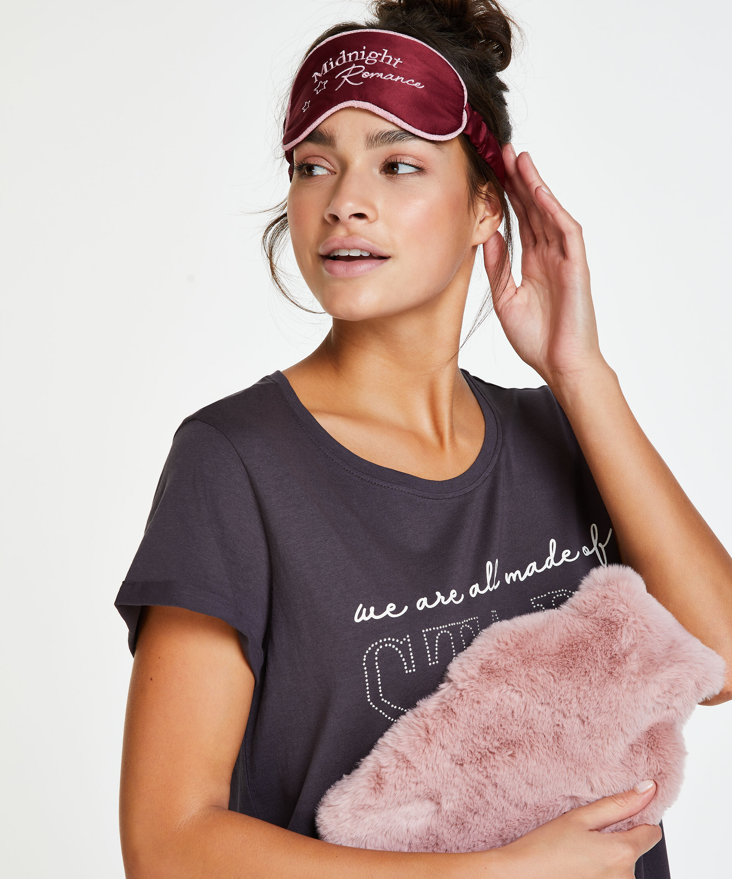 Hot Water Bottle And Eye Mask Set, Pink