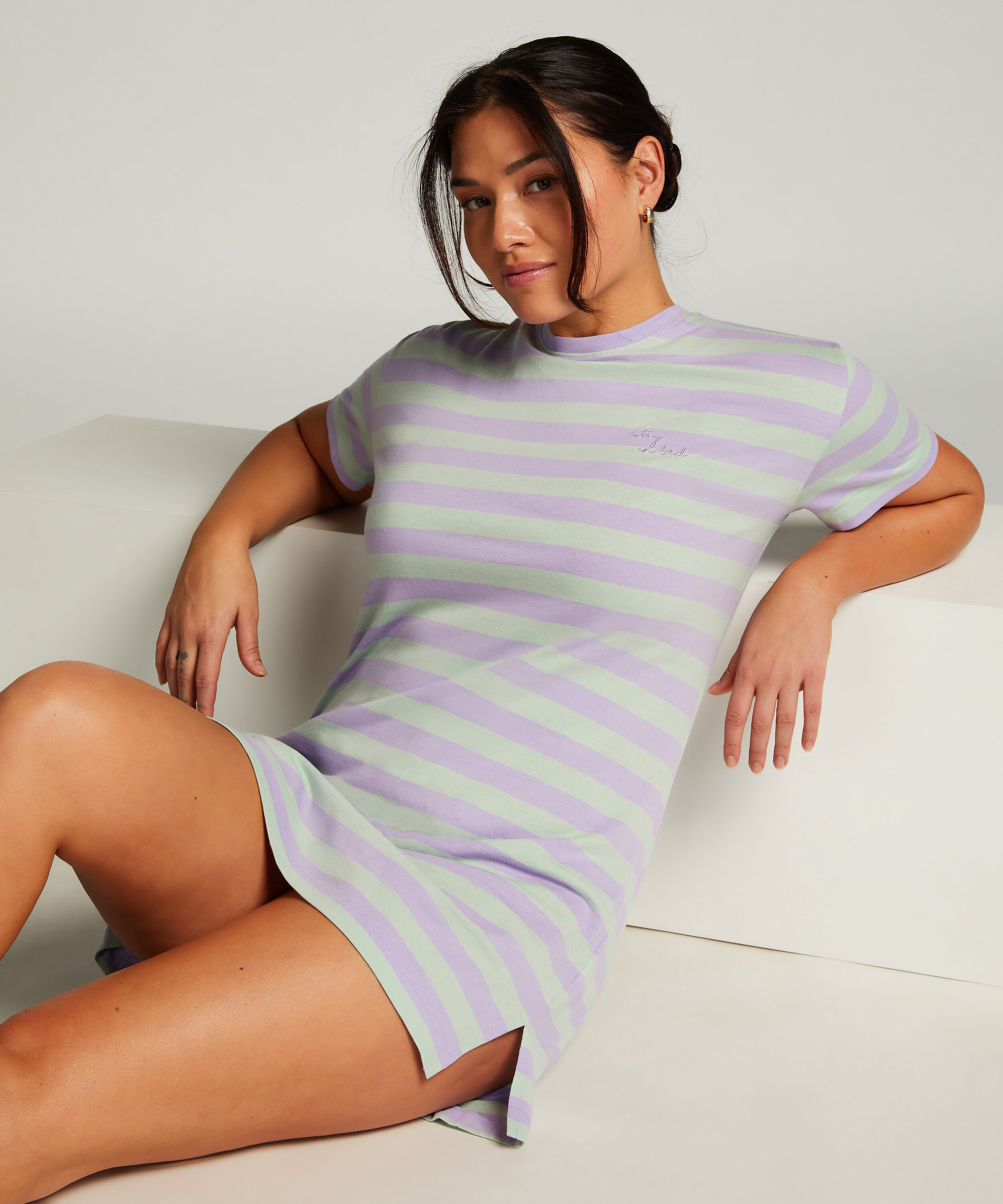 Round Neck Nightshirt, Green Round Neck Nightshirt, Green