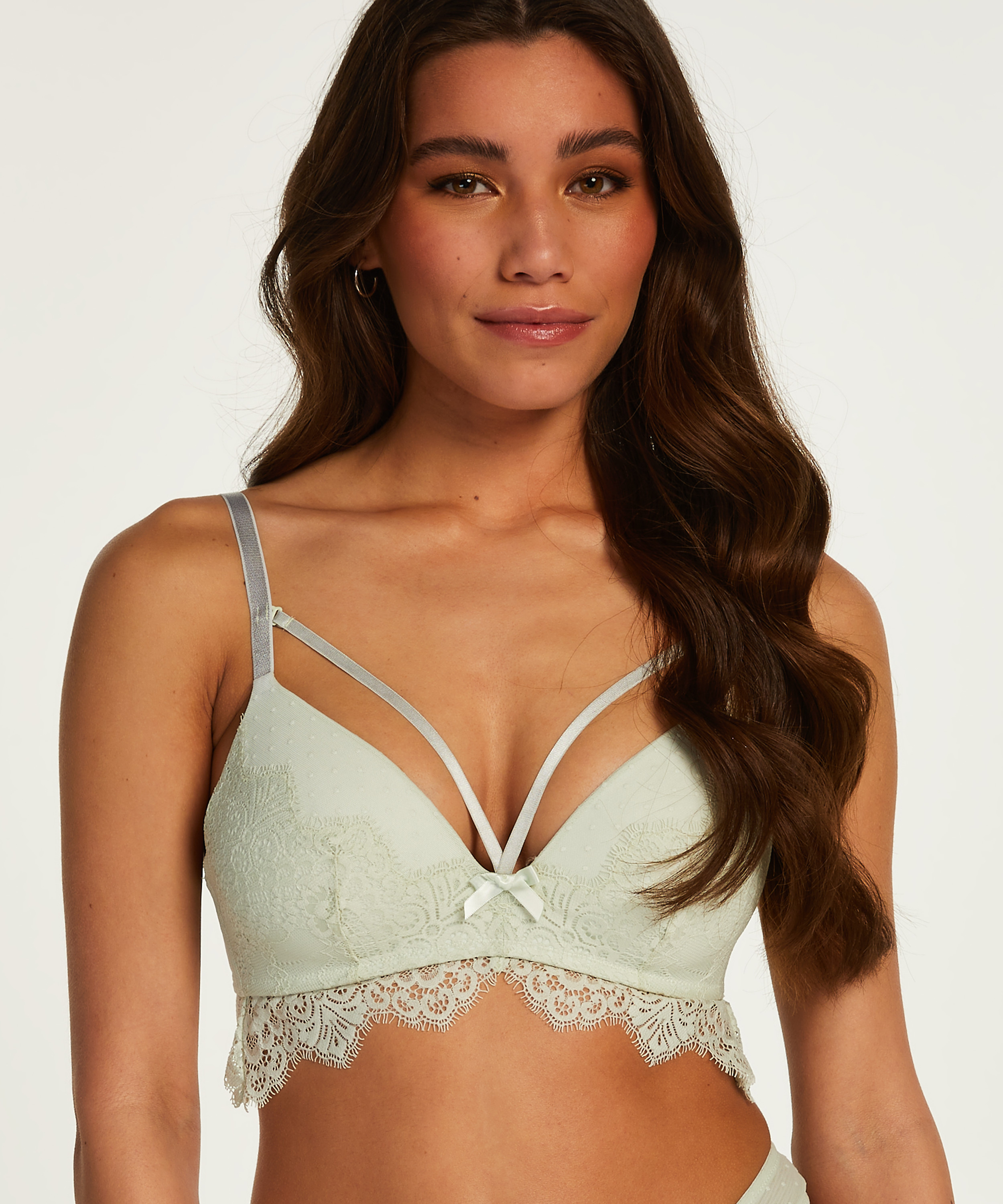 Marilee Padded Longline Non-Underwired Bra, Green, main