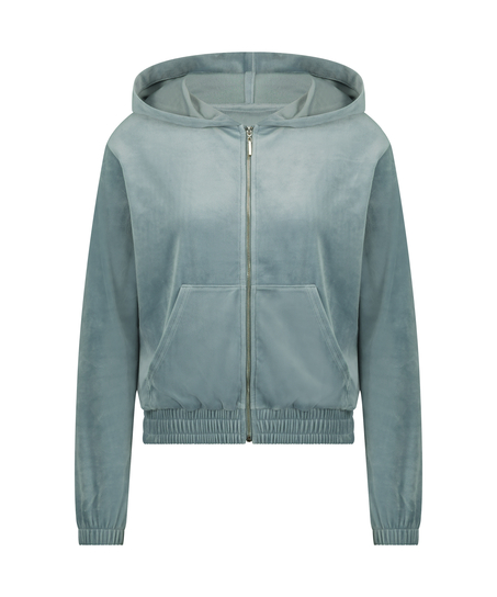 Velour hoodie jacket, Blue