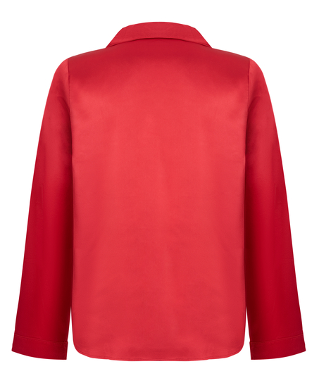 Satin Long-Sleeved Jacket, Red