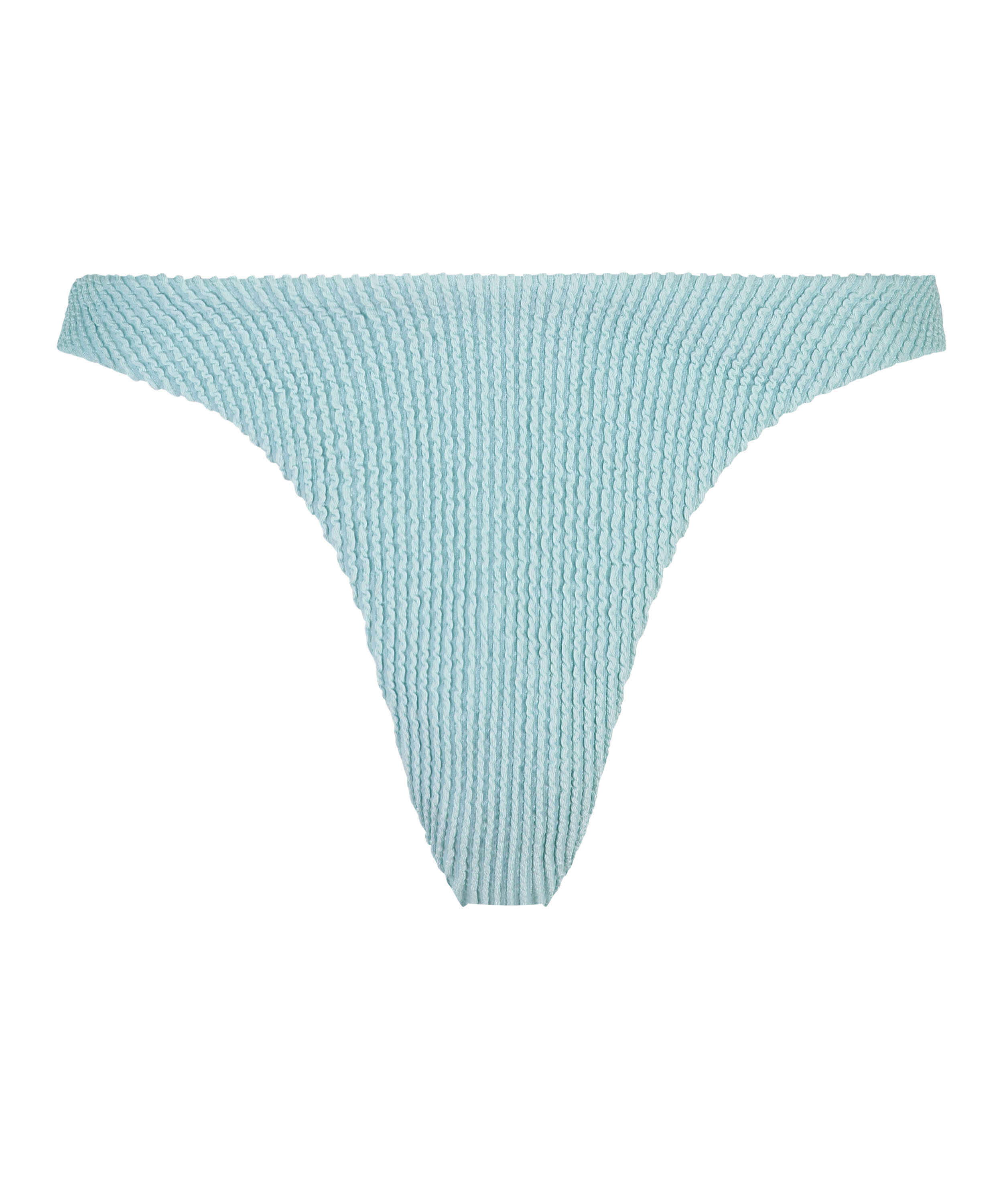 Crinkle High-Leg Bikini Bottoms, Blue