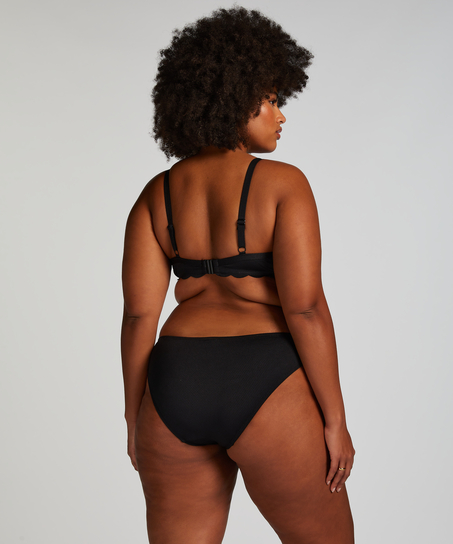 Scallop Rio Bikini Bottoms, Black
