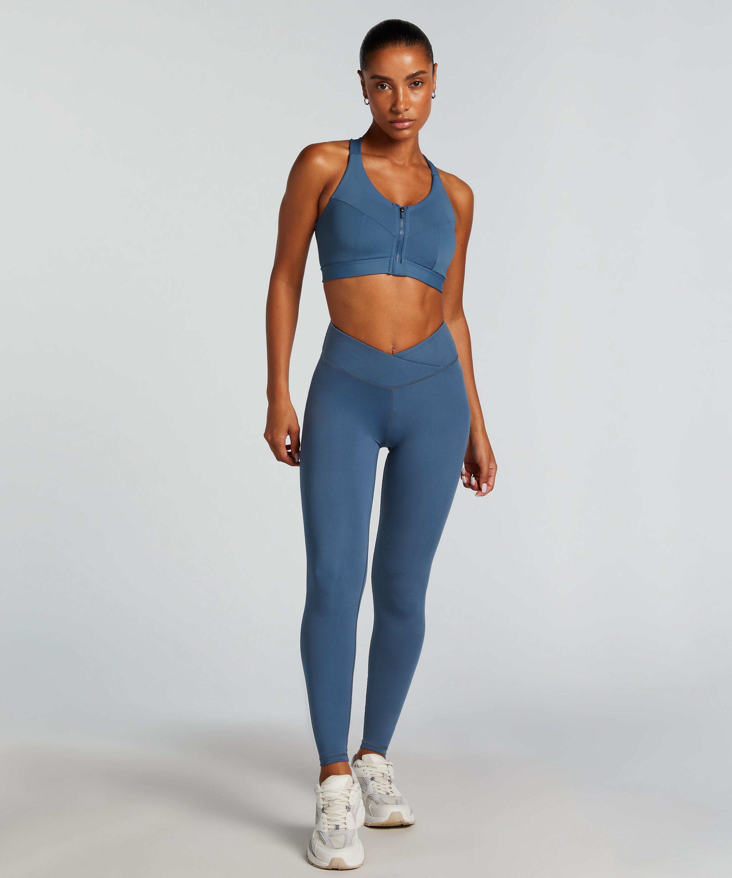 HKMX Crossed High Waisted Leggings, Blue