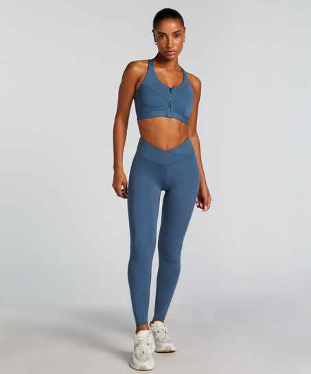 HKMX Crossed High Waisted Leggings, Blue