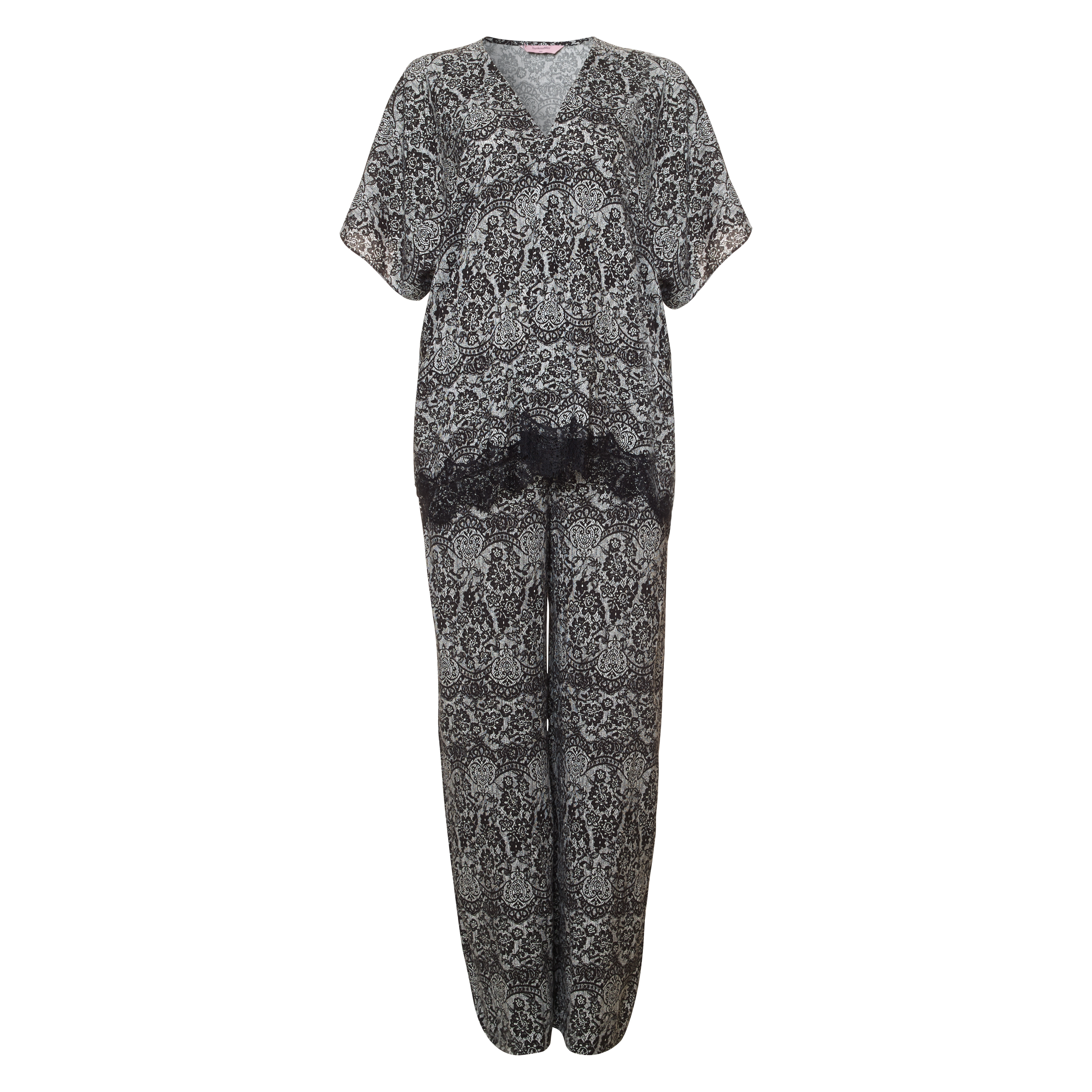 Kimono Macy lace print, Black, main