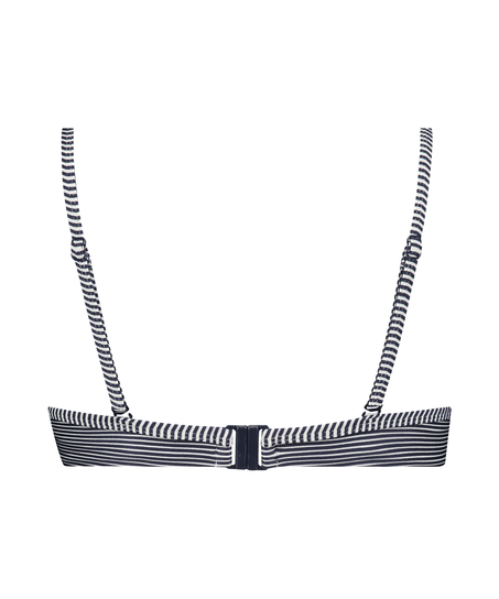 Ruffle non-padded underwired bikini top, Blue