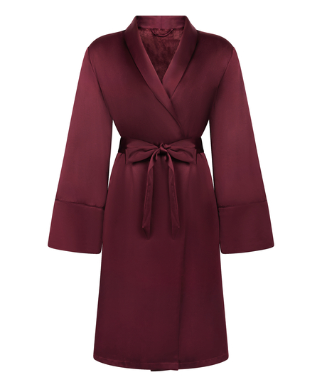 Satin Fleece Bathrobe, Red