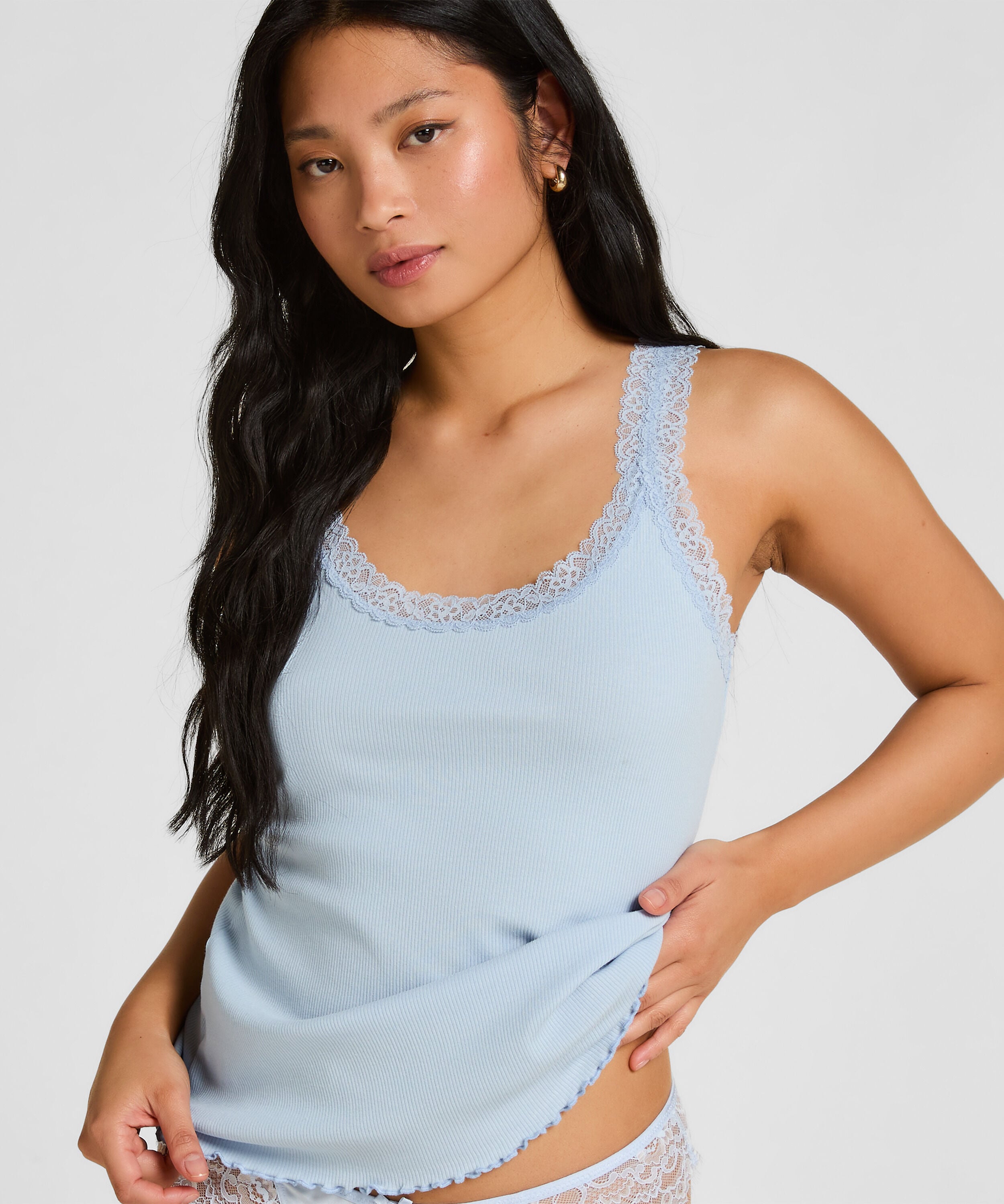 Singlet Rib Jersey Lace