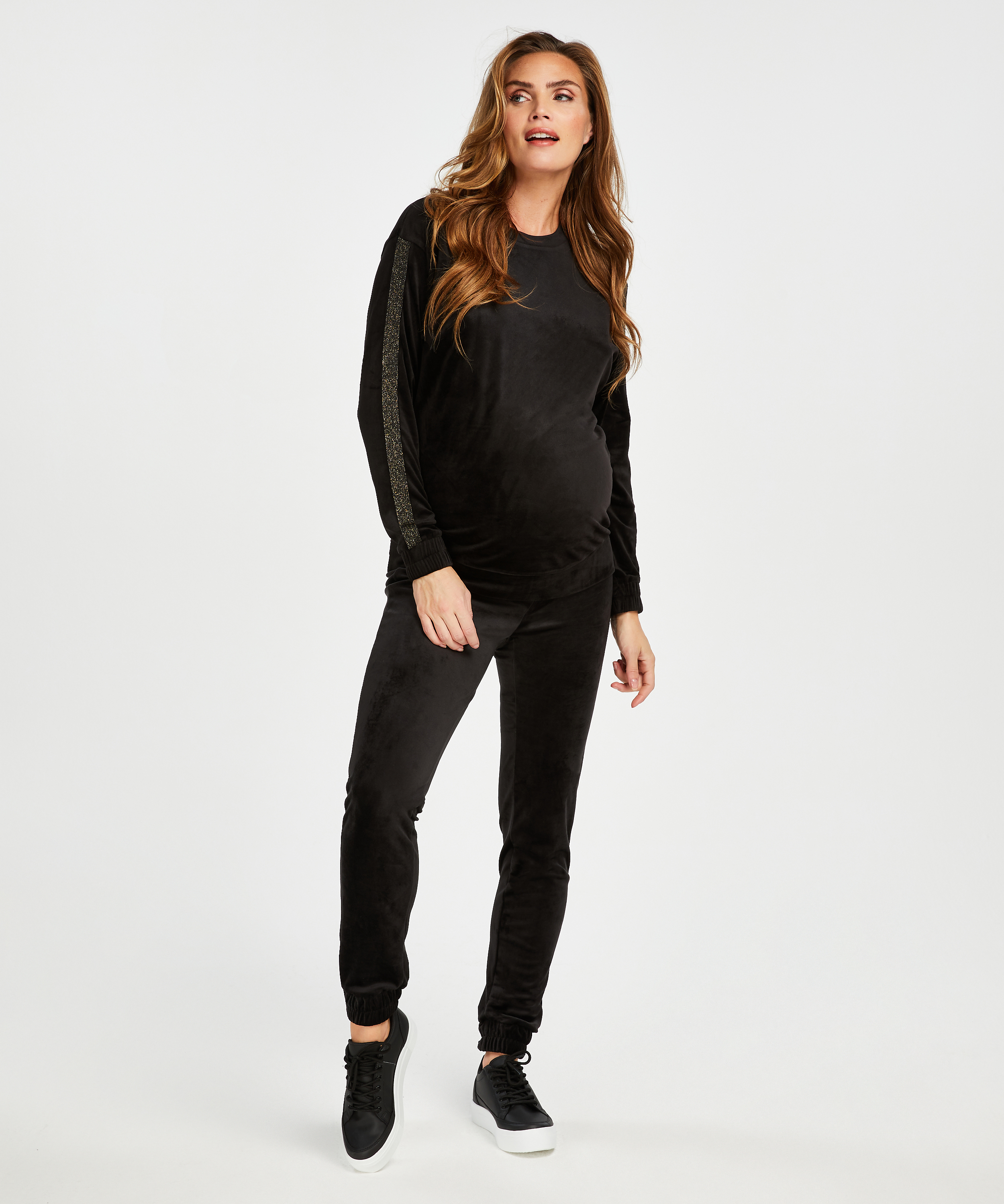 Velvet Shimmer maternity top, Black, main