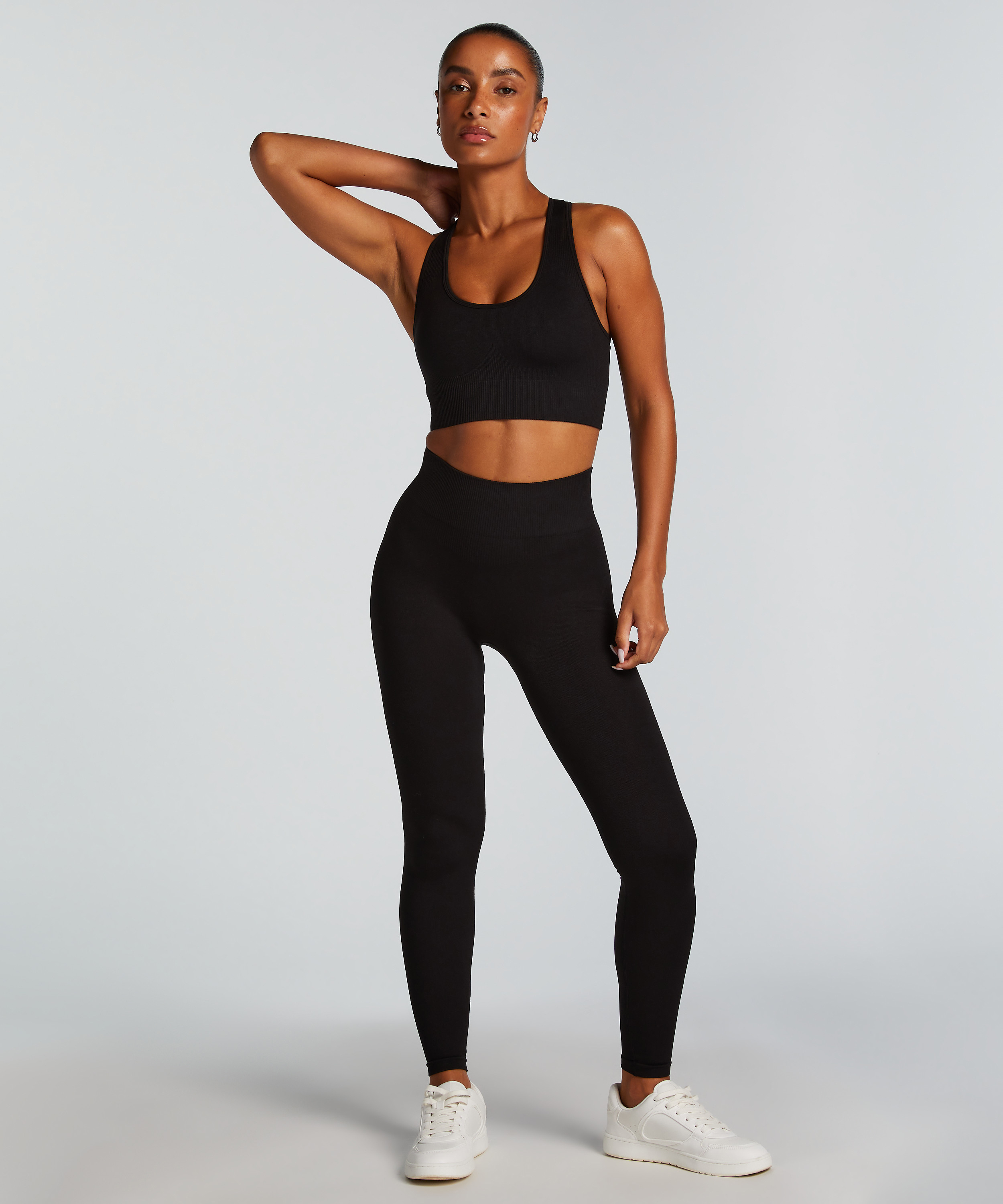 HKMX High waisted seamless sport legging, Black, main