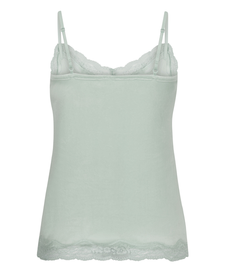 Velours Lace Cami Top, Green