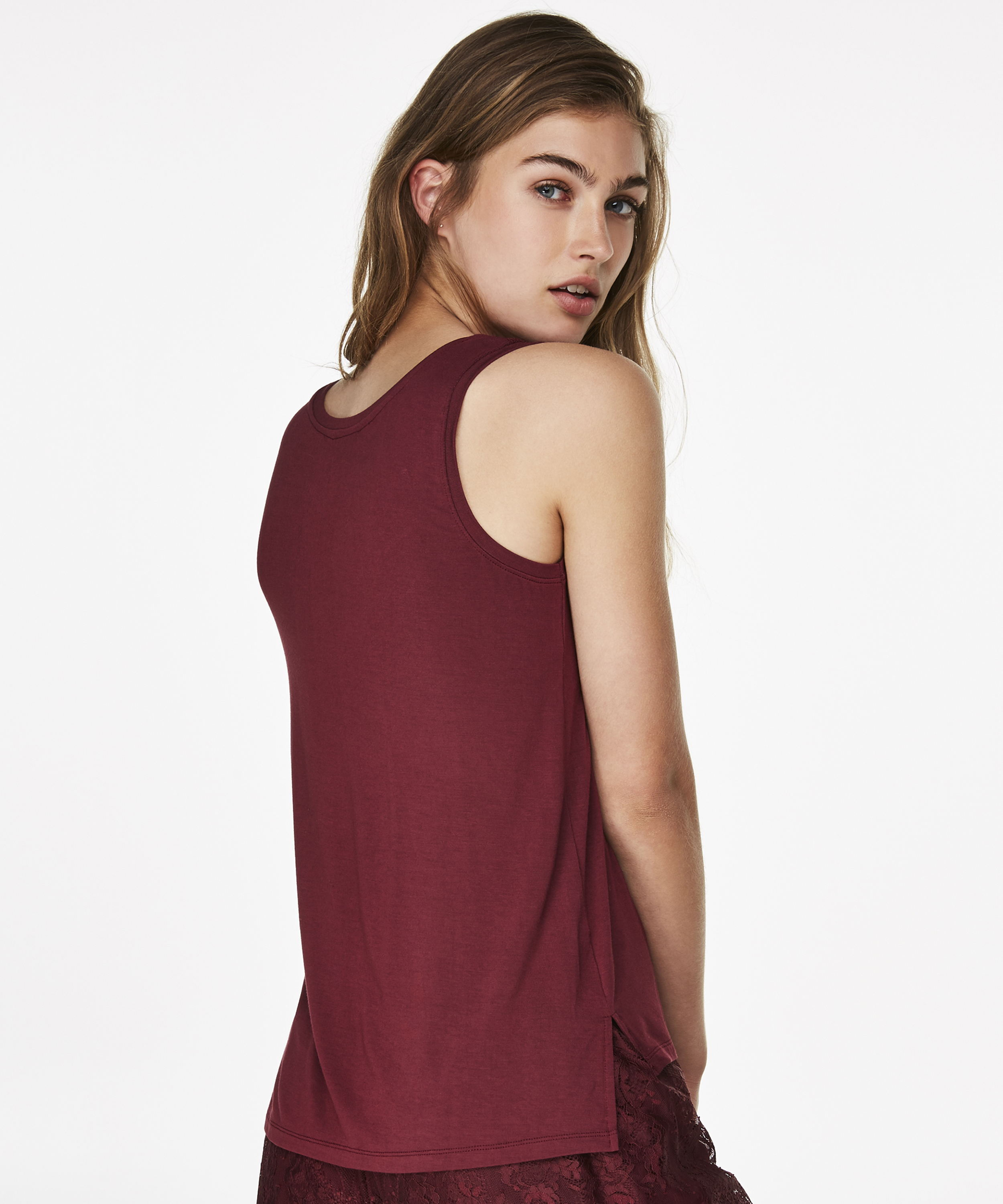 Jersey Lace Top, Red, main