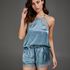 Silk pyjama shorts, Blue