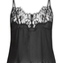 Plisse Lace Cami, Black