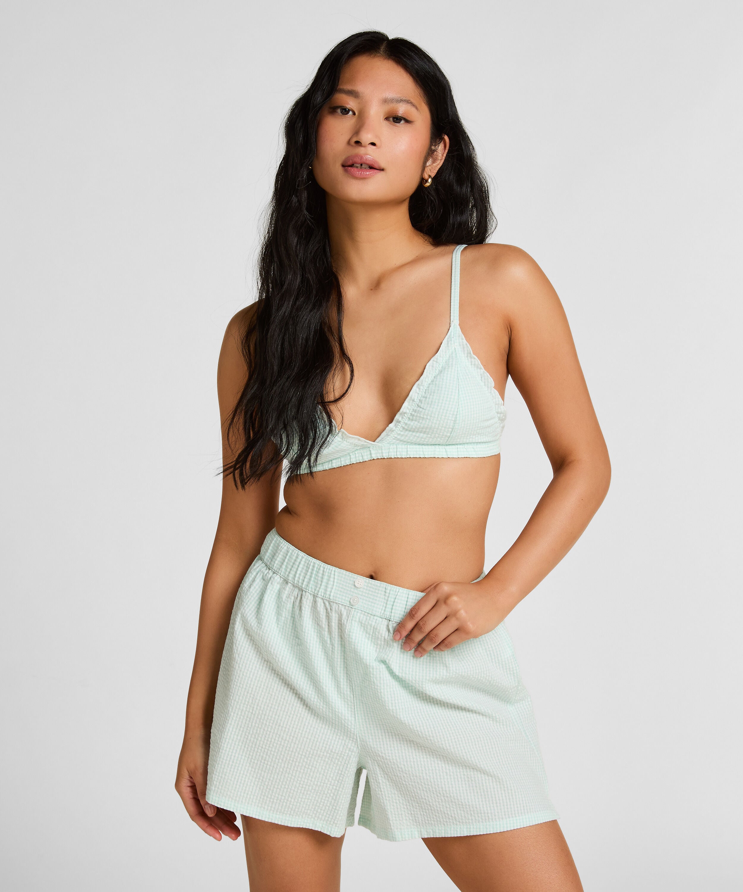 Pyjama Short Seersucker, Blue